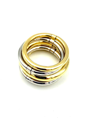 Bague 53 Pomellato Tubolare - Bague en or jaune et blanc 18K 58 Facettes POMELLATO BG 1046