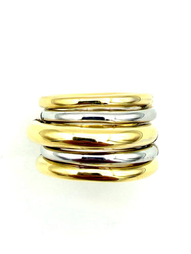 Bague 53 Pomellato Tubolare - Bague en or jaune et blanc 18K 58 Facettes POMELLATO BG 1046