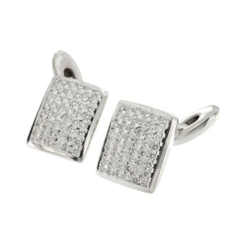 Boutons de manchette St George - Boutons de manchette rectangulaires en or blanc 18 ct et diamants 58 Facettes 36484