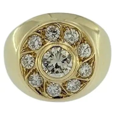 Bague 48 Bague chevalière française en or jaune et diamants naturels 58 Facettes A2066D