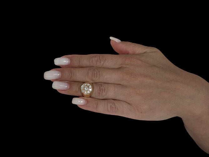 Bague 48 Bague chevalière française en or jaune et diamants naturels 58 Facettes A2066D