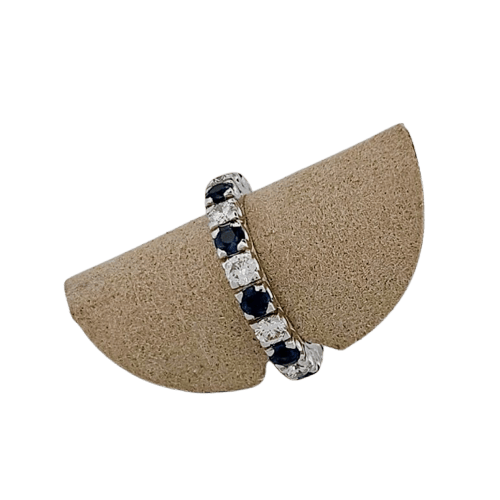 Bague 52 Alliance en or blanc avec saphirs et diamants 58 Facettes 2690416
