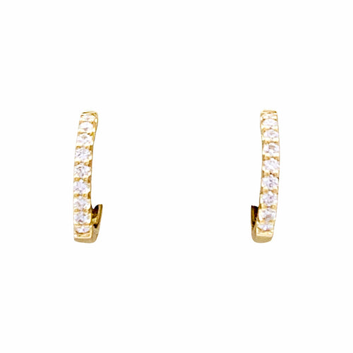 Boucles d'oreilles Paire de petites créoles en or jaune, diamants. 58 Facettes 34959