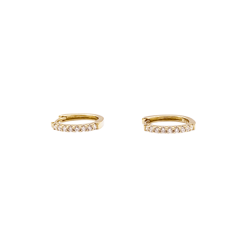 Boucles d'oreilles Paire de petites créoles en or jaune, diamants. 58 Facettes 34959