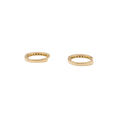Boucles d'oreilles Paire de petites créoles en or jaune, diamants. 58 Facettes 34959