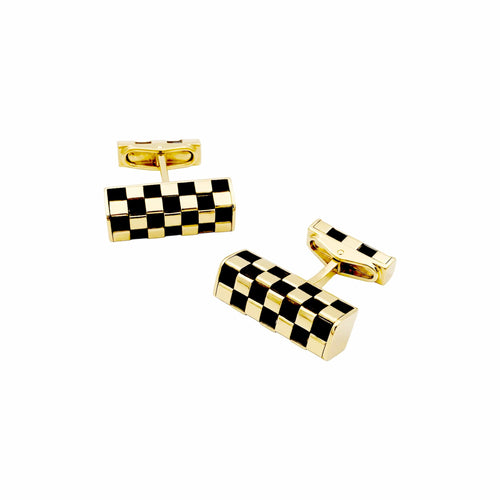Boutons de manchette Van Cleef & Arpels Damier - Boutons de manchette en or jaune et bois 58 Facettes 35952