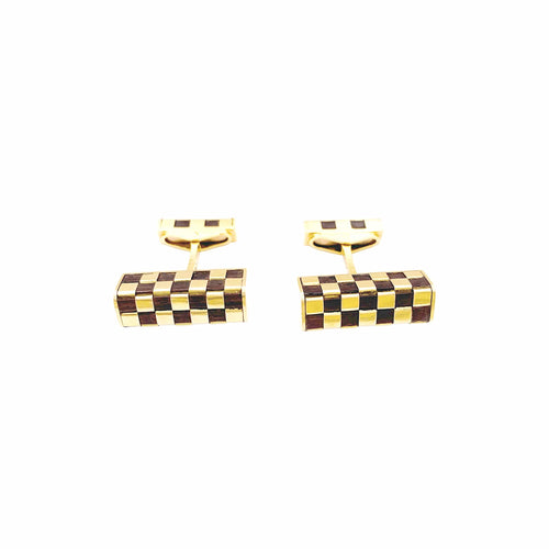 Boutons de manchette Van Cleef & Arpels Damier - Boutons de manchette en or jaune et bois 58 Facettes 35952