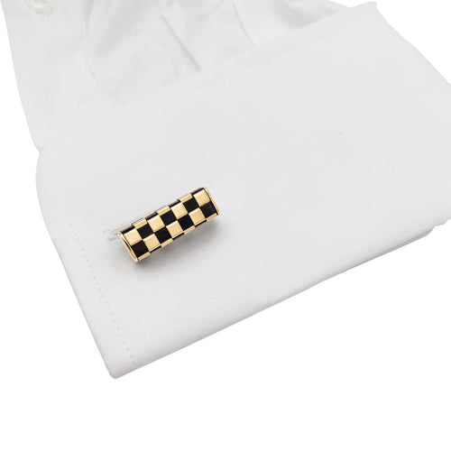 Boutons de manchette Van Cleef & Arpels Damier - Boutons de manchette en or jaune et bois 58 Facettes 35952