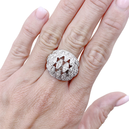 Bague 52 Bague boule vintage en or blanc et diamants 58 Facettes 35940