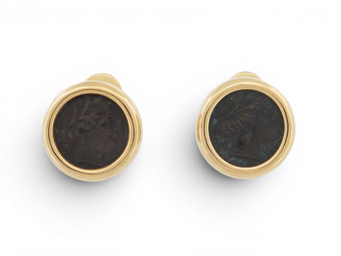 Boucles d'oreilles boucles d'oreilles BULGARI monete piece ancienne avant jc or 18k 22.5gr s 58 Facettes 275129
