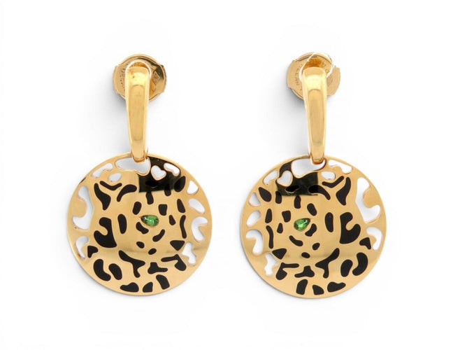 Boucles d'oreilles Cartier Panthère - Boucles d'oreilles en or jaune 18k et tsavorites 58 Facettes 275127
