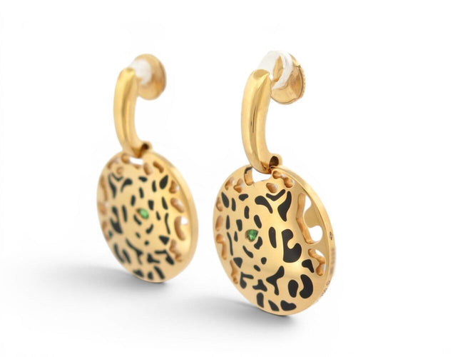 Boucles d'oreilles Cartier Panthère - Boucles d'oreilles en or jaune 18k et tsavorites 58 Facettes 275127