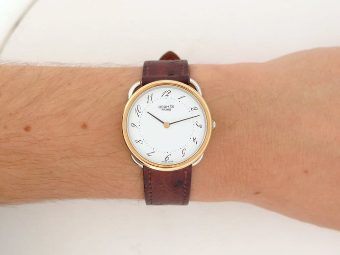 Montre Hermès - Montre Arceau MM AR4.520 30 mm plaqué or et acier 58 Facettes 276344