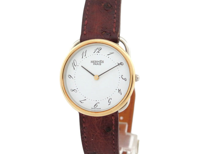 Montre Hermès - Montre Arceau MM AR4.520 30 mm plaqué or et acier 58 Facettes 276344