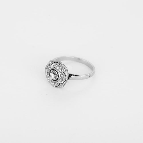 Bague 49 Bague années 1950 en or blanc, platine et diamants 58 Facettes B260537