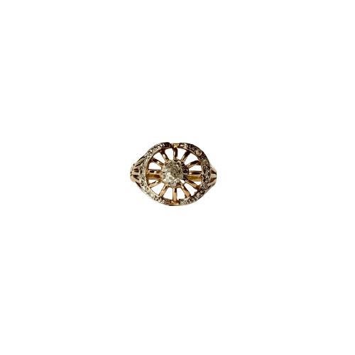 Bague ajourée en or jaune et diamants