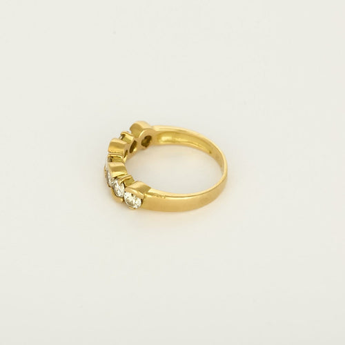 Bague 53 Bague demi-alliance en or jaune et diamants 58 Facettes B260506