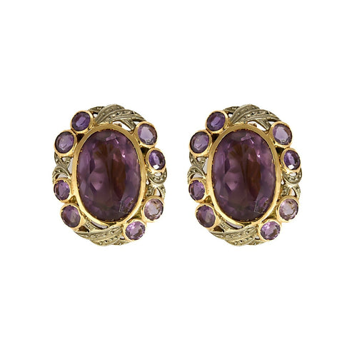 Boucles d'oreilles Boucles d'oreilles clips en or jaune, or gris et améthystes 58 Facettes B260527