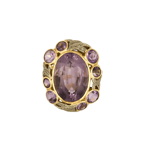 Bague 56 Bague marguerite en or blanc et jaune, améthystes 58 Facettes B260526