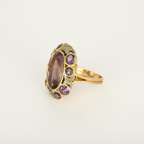 Bague 56 Bague marguerite en or blanc et jaune, améthystes 58 Facettes B260526