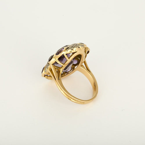 Bague 56 Bague marguerite en or blanc et jaune, améthystes 58 Facettes B260526