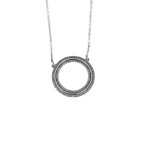 Collier Collier pendentif rond en or blanc et diamants 58 Facettes B260536