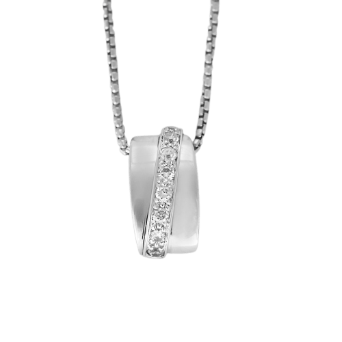 Collier Collier pendentif moderniste en or blanc et diamants 58 Facettes B260535