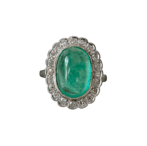 Bague 58 Bague marguerite en or blanc avec émeraude colombienne et diamants 58 Facettes 285