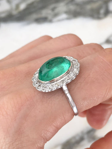 Bague 58 Bague marguerite en or blanc avec émeraude colombienne et diamants 58 Facettes 285