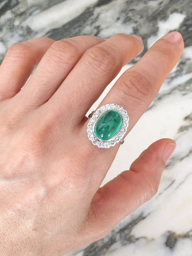 Bague 58 Bague marguerite en or blanc avec émeraude colombienne et diamants 58 Facettes 285
