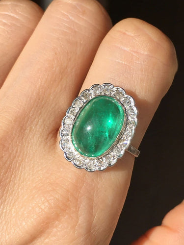 Bague 58 Bague marguerite en or blanc avec émeraude colombienne et diamants 58 Facettes 285