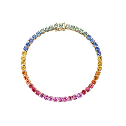 Bracelet Bracelet tennis en or 18 carats et saphirs multicolores 58 Facettes GBT1025YG-2
