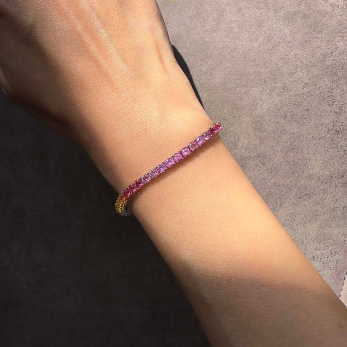 Bracelet Bracelet tennis en or 18 carats et saphirs multicolores 58 Facettes GBT1025YG-2