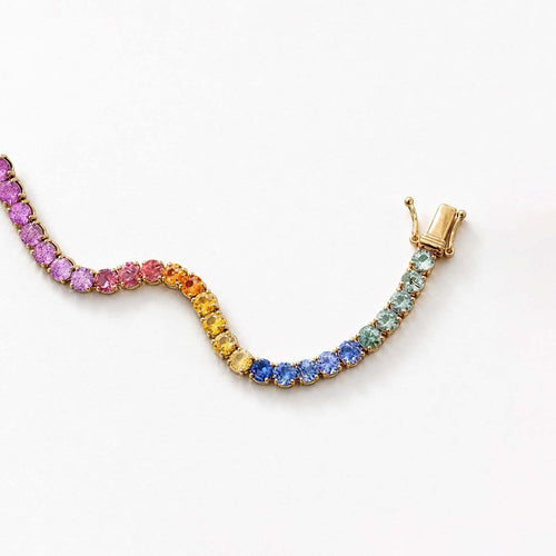 Bracelet Bracelet tennis en or 18 carats et saphirs multicolores 58 Facettes GBT1025YG-2