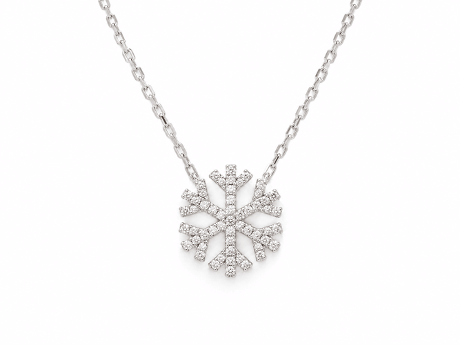 Collier Collier flocon de neige en or blanc et diamants 58 Facettes 21121
