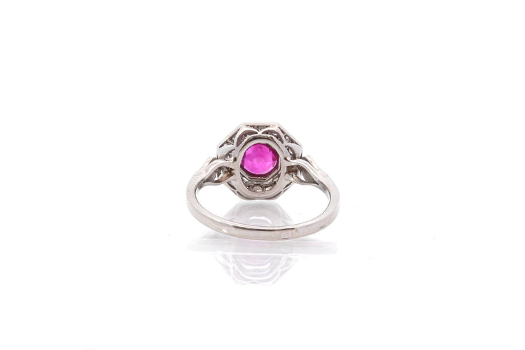 Bague 55 Bague Art déco rubis et diamants en platine 58 Facettes 25722