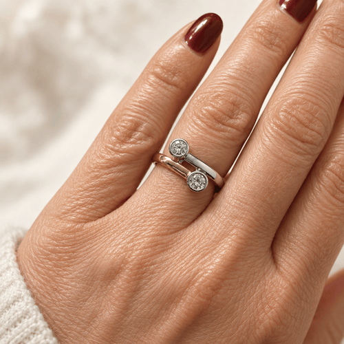 Bague 51 Toi & Moi - Bague en or jaune et platine avec diamants 58 Facettes 1.0000179/5