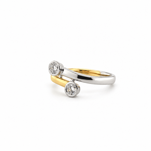 Bague 51 Toi & Moi - Bague en or jaune et platine avec diamants 58 Facettes 1.0000179/5