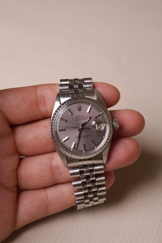Montre Rolex Datejust - Montre 1603 en acier cadran lavande 58 Facettes MONTRE-029