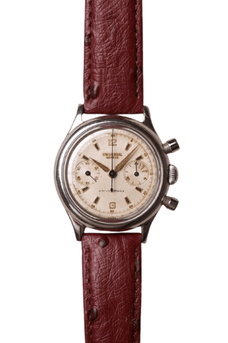 Montre Universal Genève Compax - Montre chronographe en acier cadran crème 58 Facettes MONTRE-032