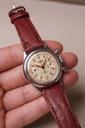 Montre Universal Genève Compax - Montre chronographe en acier cadran crème 58 Facettes MONTRE-032