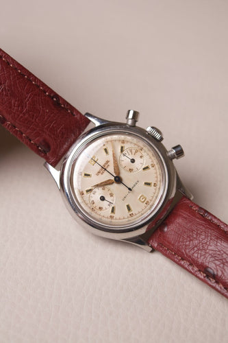Montre Universal Genève Compax - Montre chronographe en acier cadran crème 58 Facettes MONTRE-032