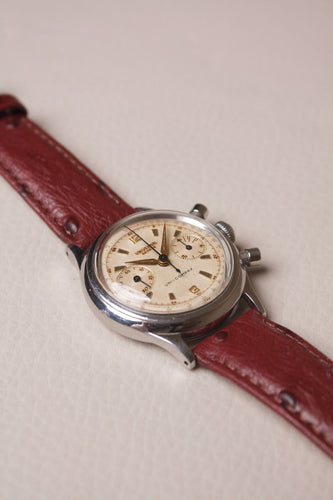Montre Universal Genève Compax - Montre chronographe en acier cadran crème 58 Facettes MONTRE-032