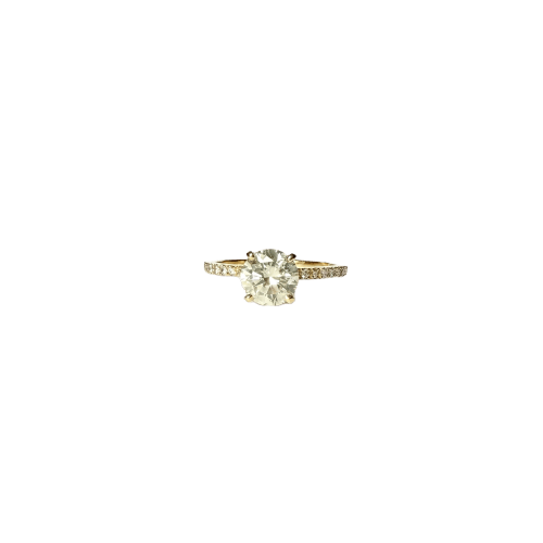 Bague solitaire 1,51 ct en or jaune 14 carats et diamants
