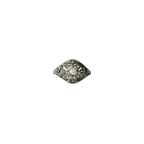 Bague dôme Art déco en or gris et diamants