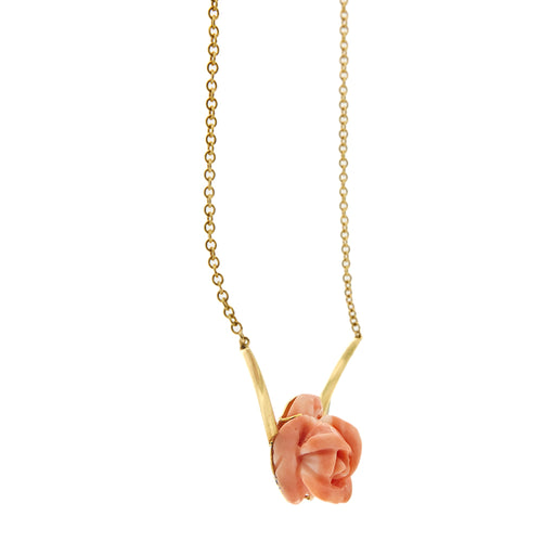 Collier Scavia - Collier en or jaune 18 ct avec corail rose et diamants 58 Facettes 28810