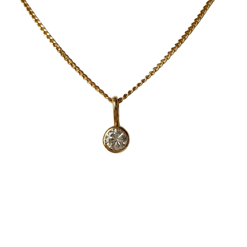 Collier pendentif en or jaune et diamant 0,1 carat