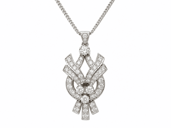 Collier Collier pendentif en platine et or blanc avec diamants 58 Facettes 31840