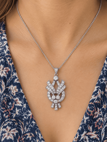 Collier Collier pendentif en platine et or blanc avec diamants 58 Facettes 31840