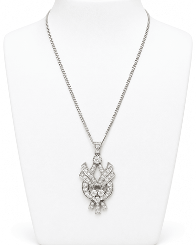 Collier Collier pendentif en platine et or blanc avec diamants 58 Facettes 31840